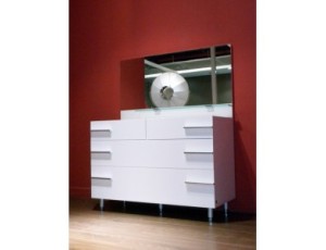 White Gloss Dresser with Mirror