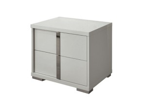 Gloss Nightstand with Chrome Detail