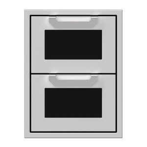Hestan 16-Inch Double Drawers w/ Recessed Marquise Accented Panels in Black - AGDR16-BK