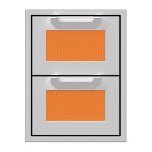 Hestan 16-Inch Double Drawers w/ Recessed Marquise Accented Panels in Orange - AGDR16-OR