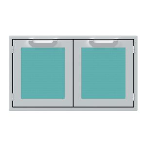 Hestan 36-Inch Double Door Sealed Pantry Storage w/ Recessed Marquise Accented Panels in Turquoise - AGLP36-TQ