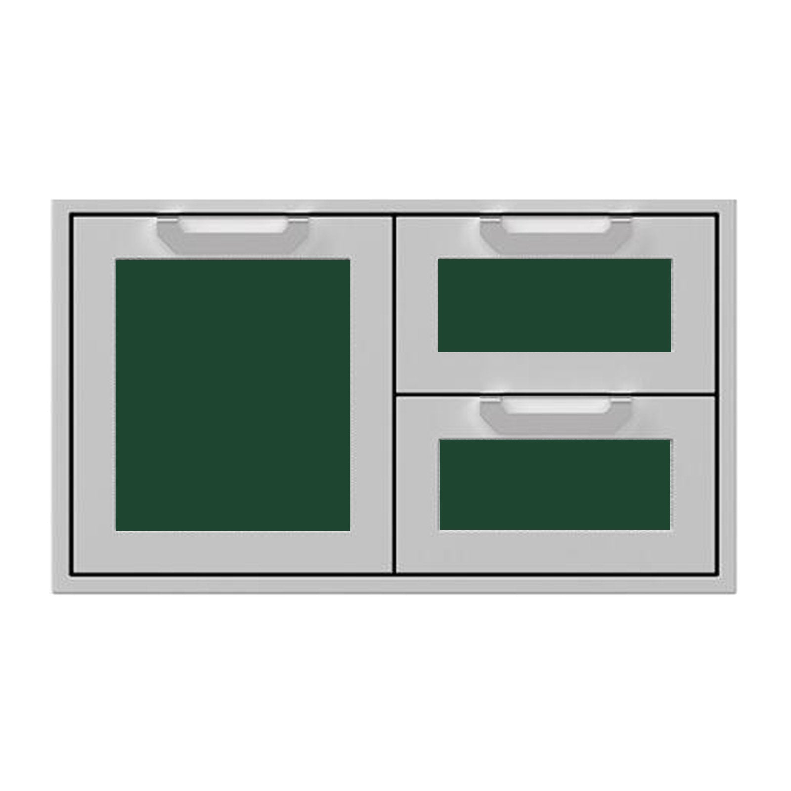 Hestan 36-Inch Double Drawer and Storage Door Combination w/ Recessed Marquise Accent Panel in Green - AGSDR36-GR - KITCHEN STORAGE & ACCESS DOORS by EuroLife Furniture
