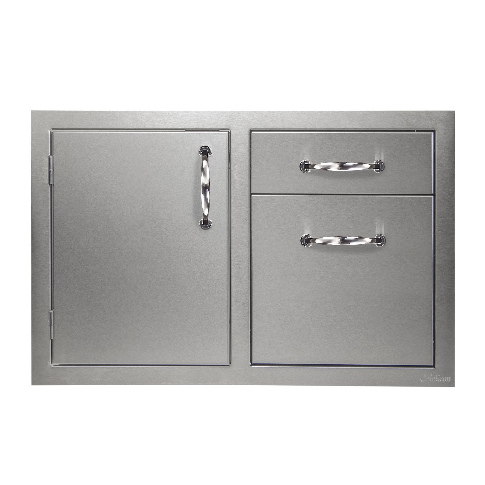 Artisan 32-Inch Stainless Steel Single Door, Double Drawer Storage Combo - ARTP-DDC-32SC - KITCHEN STORAGE & ACCESS DOORS by EuroLife Furniture