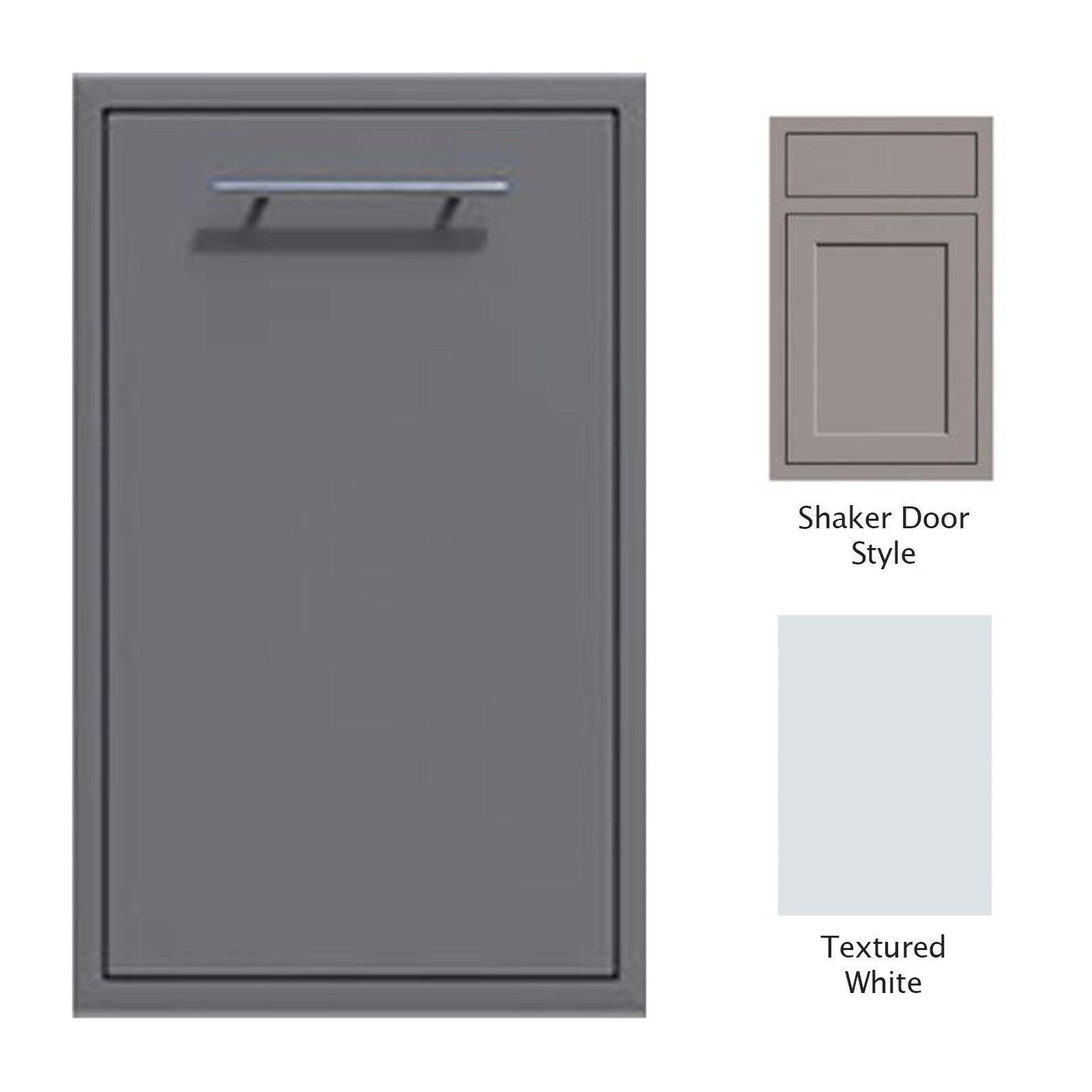 Canyon Series Shaker Style 18"w by 29"h Trash Pullout Drawer Enclosure (Bin Included) In Textured White - CAN001-F04-Shaker-TexturedWhite - KITCHEN STORAGE & ACCESS DOORS by EuroLife Furniture