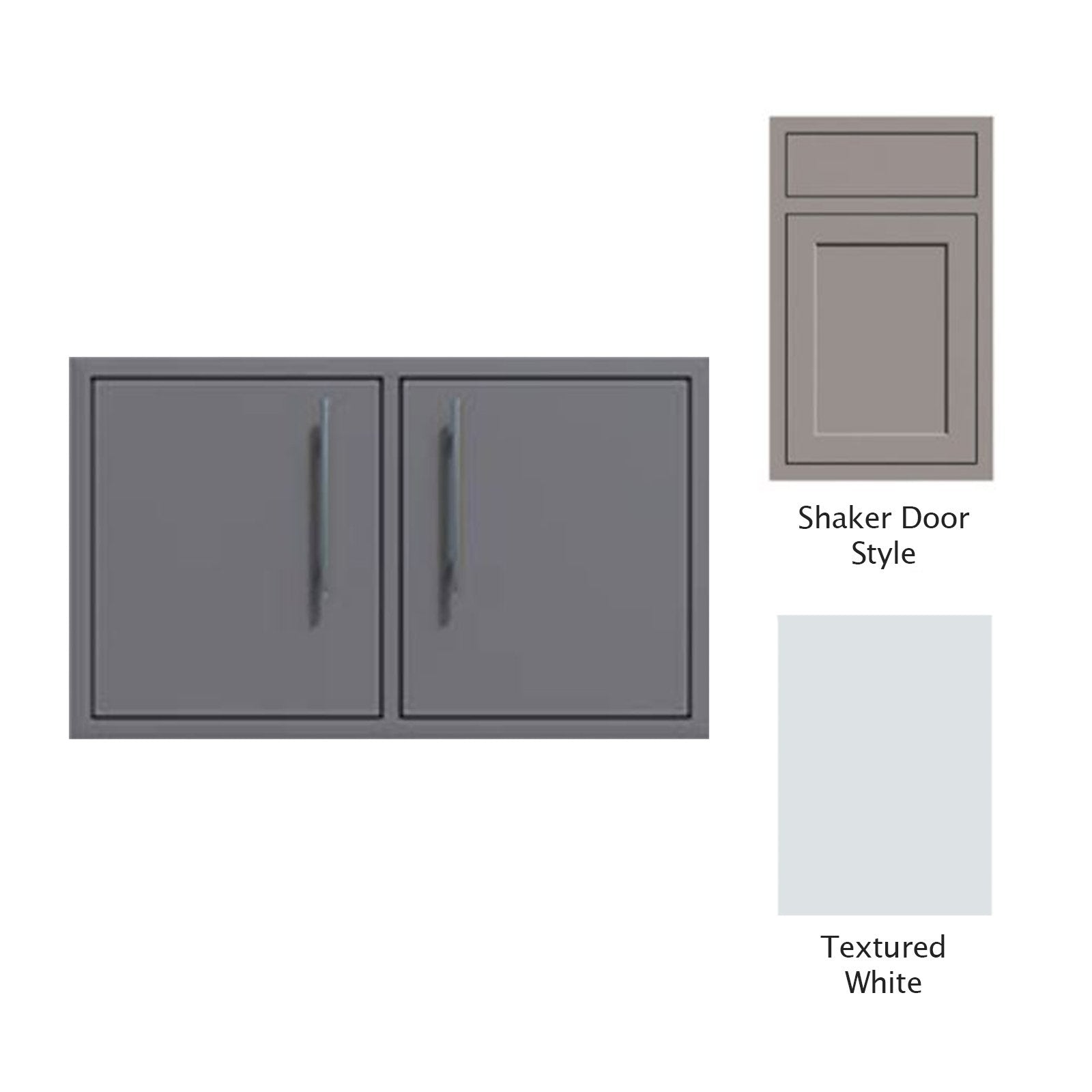 Canyon Series Shaker Style 36"w by 18"h Under-Grill Double Door Enclosure In Textured White - CAN010-F01-Shaker-TexturedWhite - Double Access Doors by EuroLife Furniture