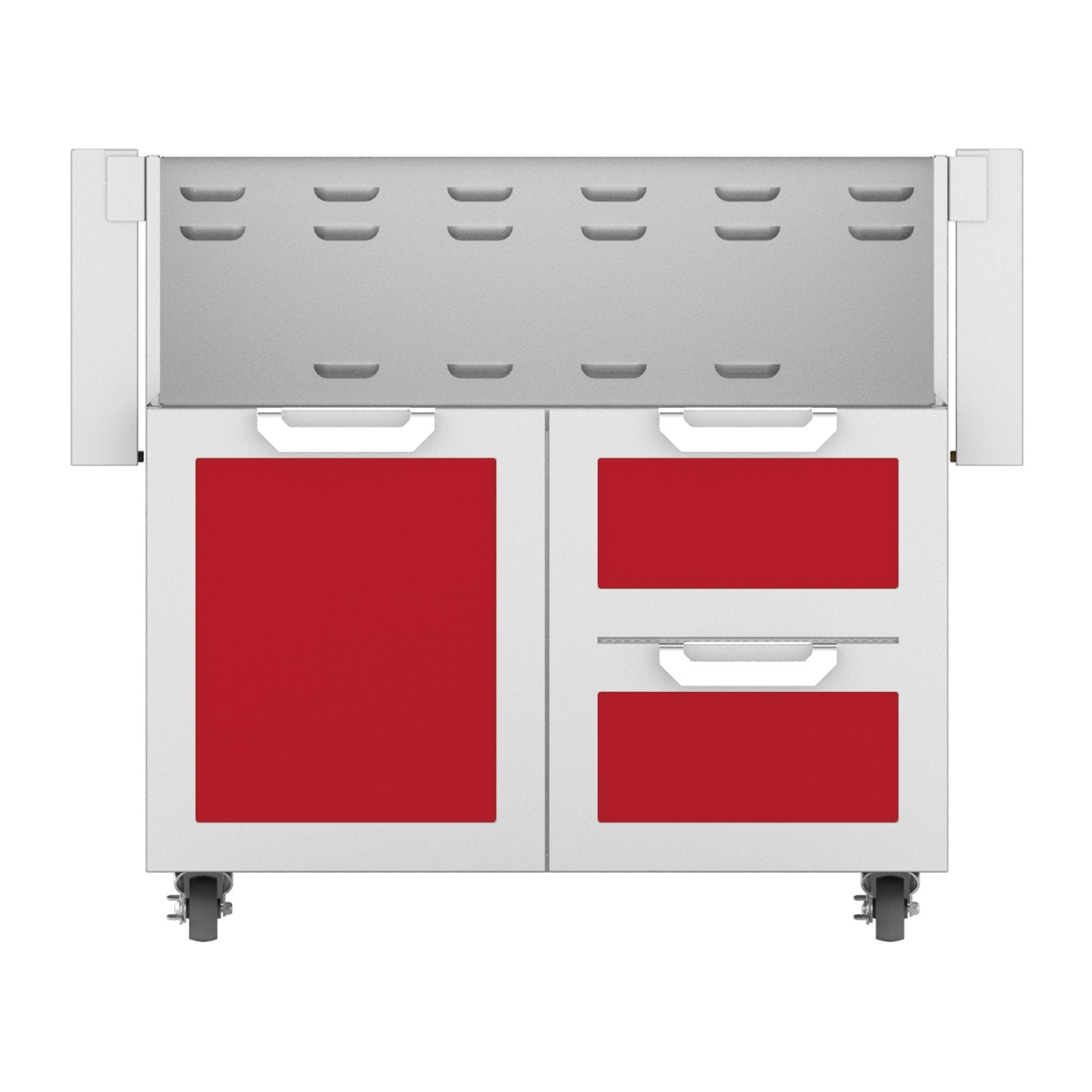 Hestan 36-Inch Double Drawer and Door Grill Cart in Red - GCR36-RD - Hestan Outdoor GRILLS & SMOKERS by EuroLife Furniture