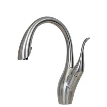 E2 Stainless Solid Stainless Faucet 100% Solid Cast T304 Commercial Grade Brushed Stainless Steel with Single Lever and Pull Down Sprayer -KPS3036-Cygnus - KITCHEN STORAGE & ACCESS DOORS by EuroLife Furniture