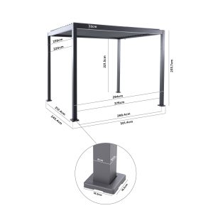 PergoSTET Lite 2.4m x 3m Metal Rectangular Pergola in Latte