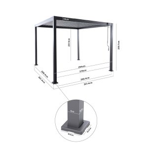 PergoSTET Lite 3m x 3m Metal Square Pergola in Grey