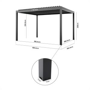 PergoSTET Pro Frame Only 3m x 4m Rectangular Pergola with LED Lighting in Grey