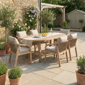 Quay 6 Seat Oval Dining Set in Mocha