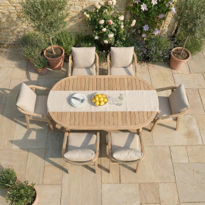 Quay 6 Seat Oval Dining Set in Mocha