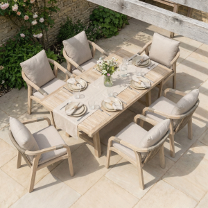 Quay 6 Seat Rectangular Dining Set in Mocha