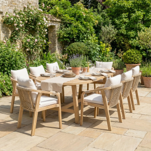 Quay 8 Seat Oval Dining Set in Linen