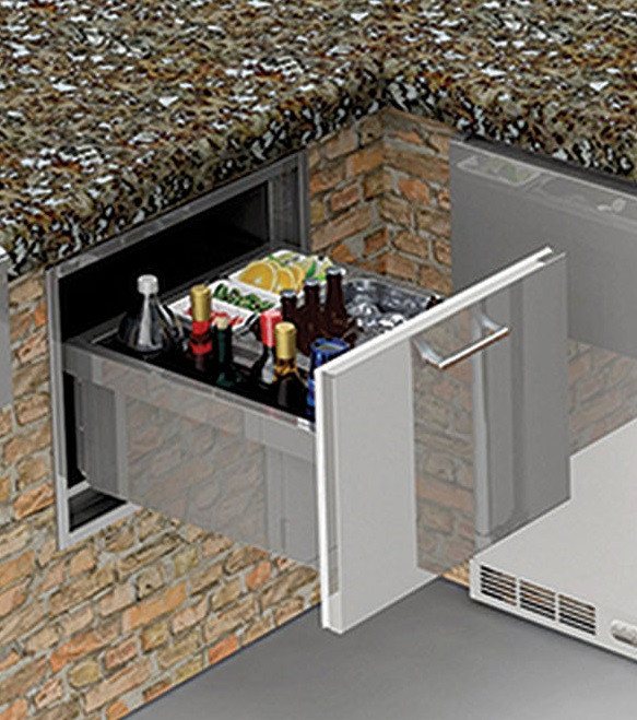 Alfresco 26" Under Counter Ice Drawer & Bev Center Insulated - Outdoor Furniture by EuroLife Furniture