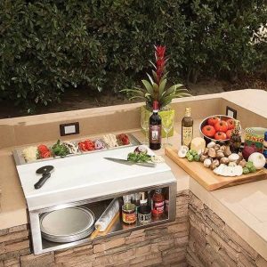 Alfresco 30" Pizza Prep and Garnish Rail with Food Pans