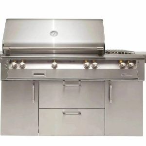 Alfresco ALXE 56" Gas BBQ Grill with Side Burner on Cart