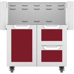 Hestan 30" Grill Cart Single Door & Double Drawer Soft Close - Burgundy