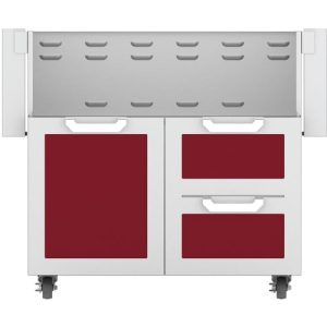 Hestan 36" Grill Cart Single Door & Double Drawer Soft Close - Burgundy
