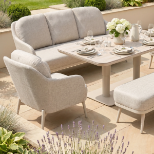 Alva 3 Seat Sofa Dining Set with Rising Table in Fawn