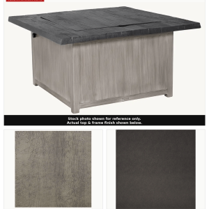 Castelle Biltmore Antler Hill 44" Square Fire Pit Coffee Table with Woodgrain Weathered Wood Top in Antique Dark Rum