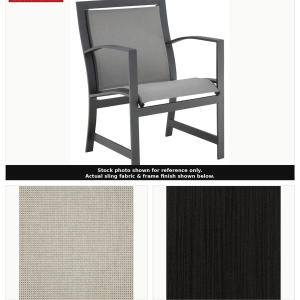 Castelle Moderna Sling Dining Arm Chair with Cast Iron Finish with System Stone Sling