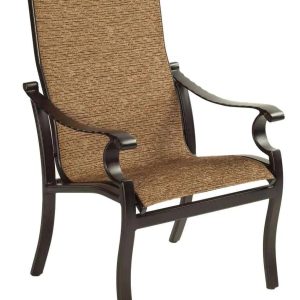 Castelle Monterey Sling Dining Chair with Antique Dark Rum Frame and Keetley Birch Fabric