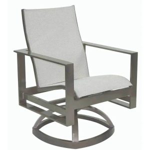 Castelle Park Place Sling Swivel Dining Rocker with Jasmine Frame and Sailing Seagull Fabric