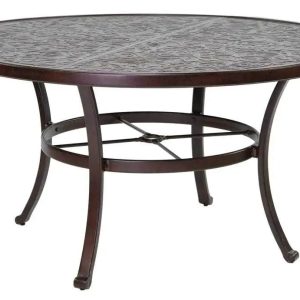 Castelle Vintage 54" Round Dining Table with Forged Top and Antique Walnut Finish