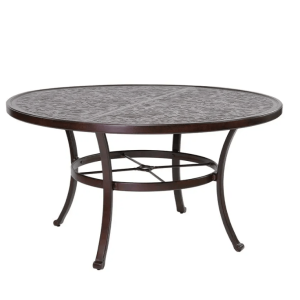 Castelle Vintage 54" Round Dining Table with Live Edge Mahogany Top and Antique Walnut Finish