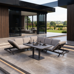 Como Corner Sofa Set with Altura Rising Table in Truffle
