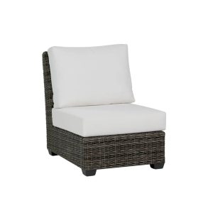 Coral Gables Armless Chair Sectional Piece with Switch Flax Cushions