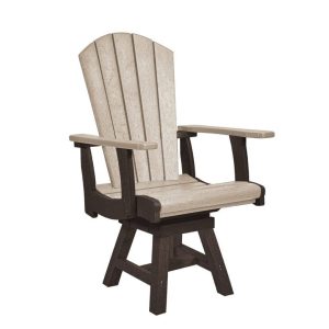 CR Plastics, Addy Swivel Dining Arm Chair, Two Tone, Beige and Chocolate Finish