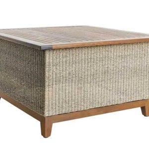 Jensen Outdoor Coral Square Chat Table in Natural Weave