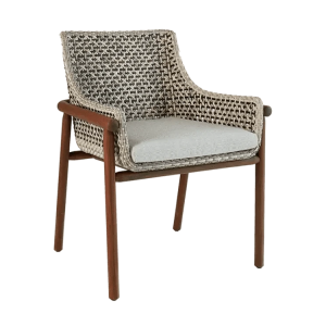 Jensen Outdoor Forte Dining Arm Chair with Linen Silver Cushions | FLOOR MODEL