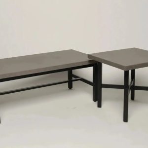 Local Special, Patio Renaissance, Athena, End Table & Coffee Table Set, Ebony Finish, Faux Concrete Top