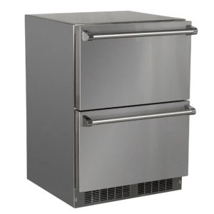 Marvel 24" Outdoor Built-in Refrigerated Drawers, Solid Stainless Steel Drawers with Lock