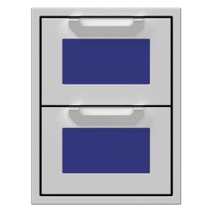 Hestan 16" Double Storage Drawer Recessed Marquise Accented Panels - Bora Bora Blue