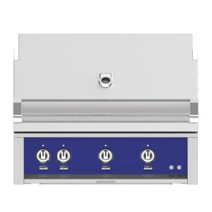 Hestan 36" Built-In Grill 2 Trellis Burners 1 Sear Burner Rotiss - Natural Gas - Bora Bora Blue