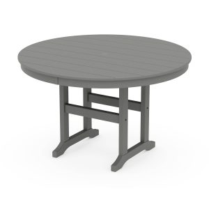 Polywood 48" Round Farmhouse Dining Table, Slate Grey