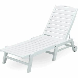 POLYWOOD Nautical Chaise with Wheels in White