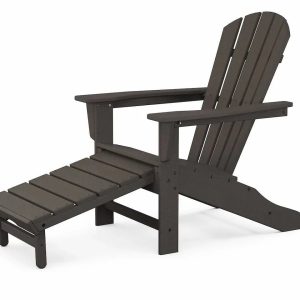 Polywood, Palm Coast, Ultimate Adirondack with Hideaway Ottoman, Vintage Coffee Finish