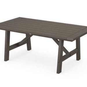 POLYWOOD Rustic Farmhouse 39" x 75" Dining Table in Vintage Coffee