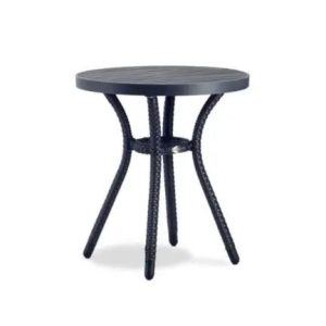 Ratana Palm Harbor 18" Round End Table with Durawood Top and Leather Antique Brown Weave on Legs