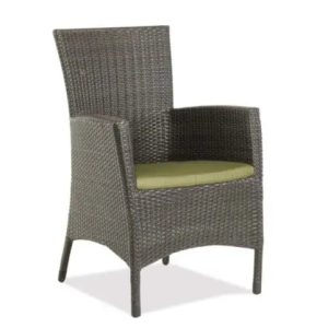 Ratana Palm Harbor Arm Chair in Leather Antique Brown Weave with Aries Marble Seat Cushion