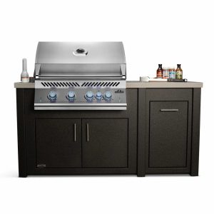 All Things BBQ Custom 71" Graphite Outdoor Kitchen Island with Granite Top and Stainless BBQ Grill