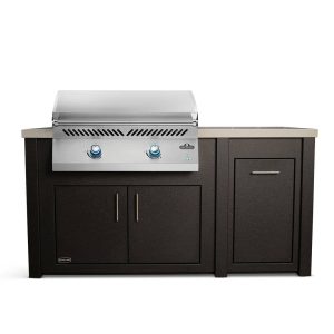 All Things BBQ Custom 71" Grill Island with Napoleon BIG32FT Griddle — Graphite Cabinet, Concrete Style Countertop