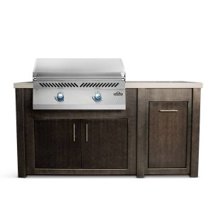 All Things BBQ Custom 71" Grill Island with Napoleon BIG32FT Griddle — Brushed Black with Granite Style Top