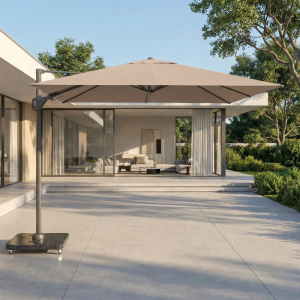 Voyager T2 2.7m Square Cantilever Parasol in Taupe with 90kg Granite Base