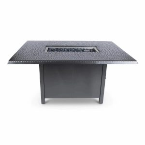 Woodard 42" x 60" Dining Height Fire Table with Hammered Top in Pewter Finish
